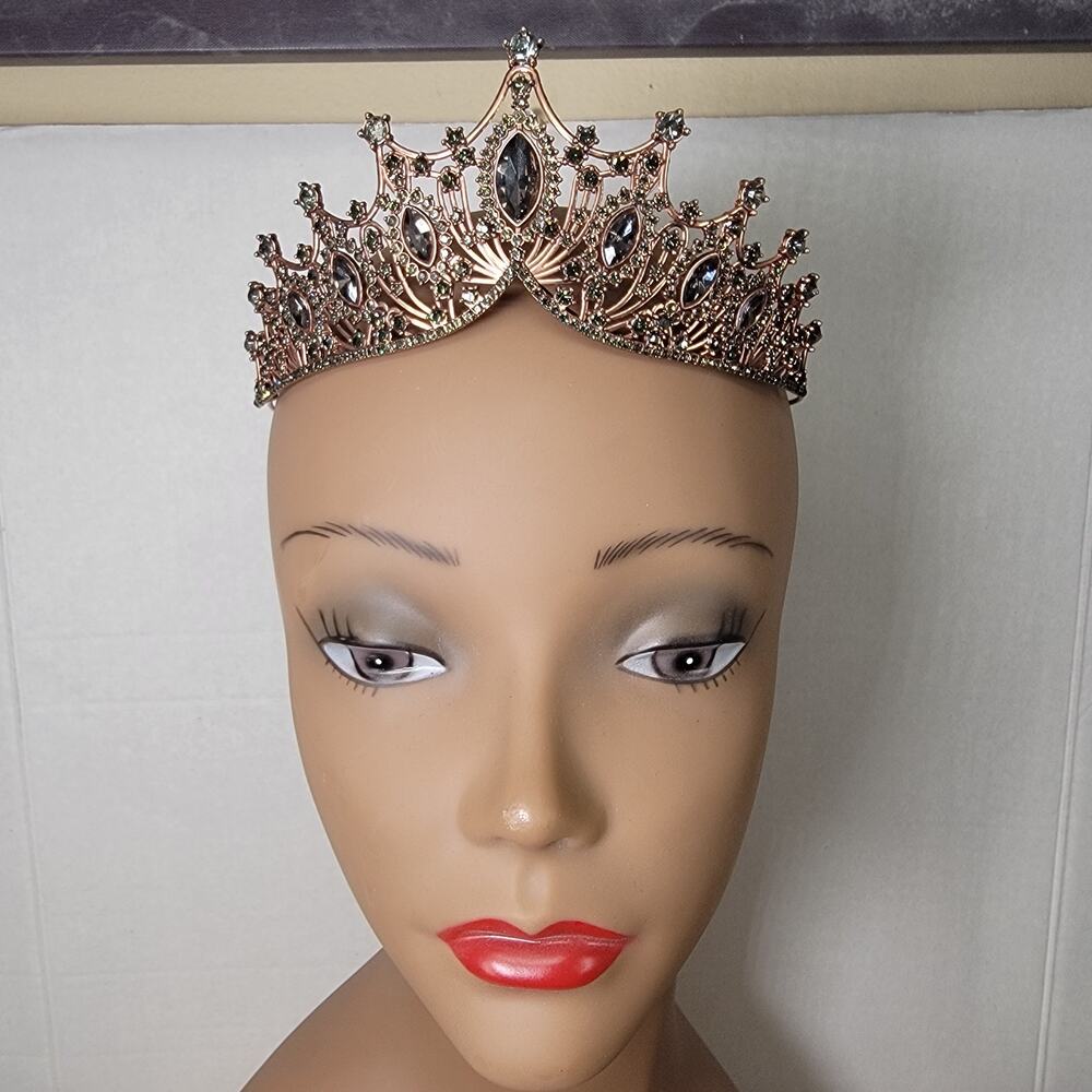Rose Gold Color Tiara w/ Dark Jewels
